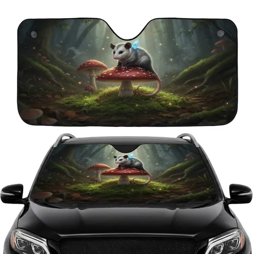 Opossum Firefly Crystal Mushroom Woodland Car Upgrade Car Sunshade