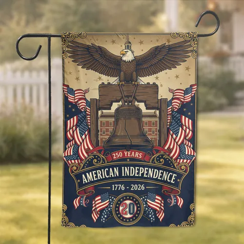 Liberty Bell Bald Eagle American Flags - USA 250th Anniversary Independence Day Gift for Veterans Garden Flag