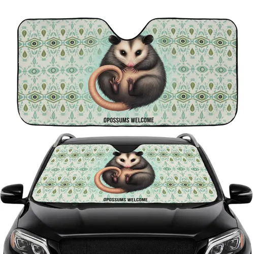 Opossum Welcome Text Eye Teardrop Commute Accessory Car Sunshade