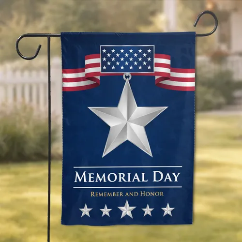 Memorial Day Star USA Flag - Remember and Honor Garden Flag