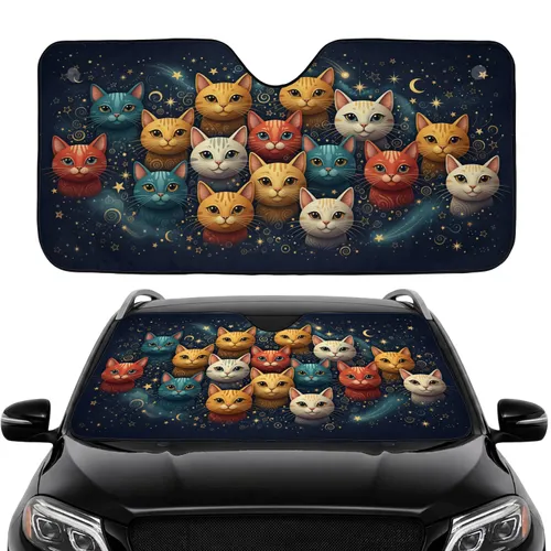 Celestial Cat Gathering Car Interior Upgrade Cat Lover Gift Car Sunshade