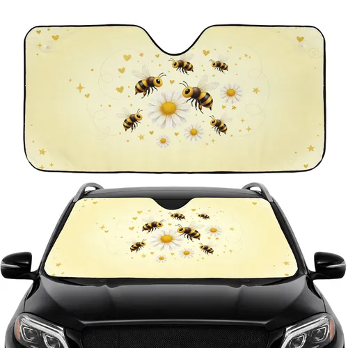 Honey Bees Daisy Flowers Flight Path Hearts Twinkling Stars Commute Accessory Car Sunshade