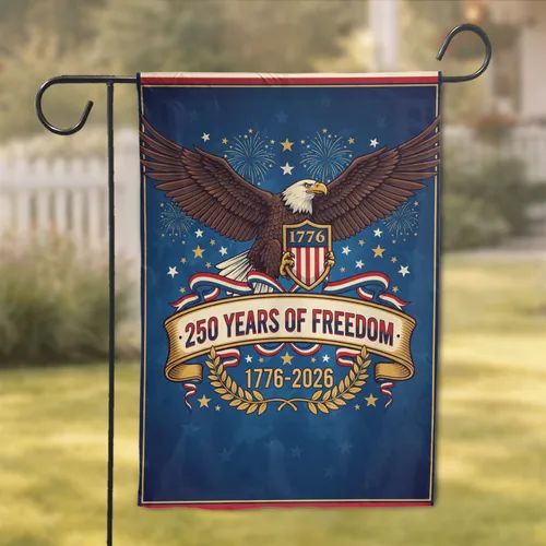Bald Eagle American Flag 1776-2026 - USA 250th Anniversary Independence Day Gift for Dad Garden Flag