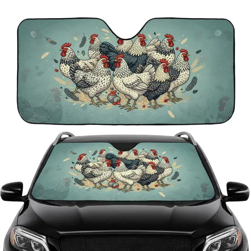 Rustic Chicken Flock Hens Roosters Car Interior Upgrade for Chicken Lover Car Sunshade