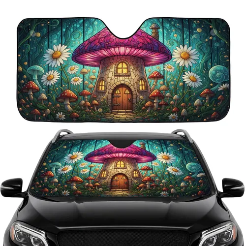 Mushroom House Daisy Garden - Car Interior Upgrade Car Sunshade