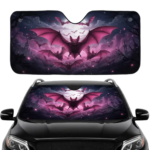 Pink Bats in Flight Nocturnal Sky - Car Interior Upgrade for Bat Lover Car Sunshade