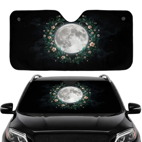 Full Moon Botanical Vines Stars Night Sky - Car Interior Upgrade Car Sunshade