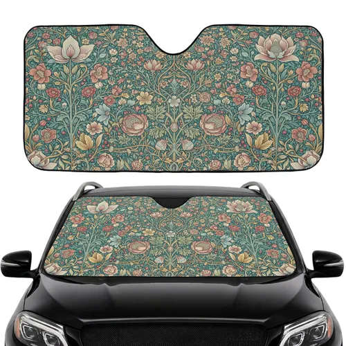 Wildflower Botanical Foliage Berries Tapestry - Car Interior Upgrade Car Sunshade