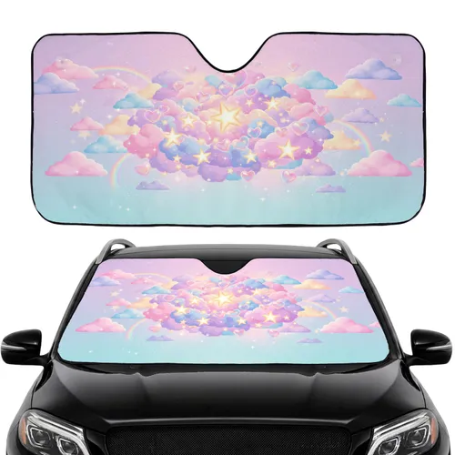 Sky Clouds Stars Hearts Rainbows Car Interior Upgrade Car Sunshade