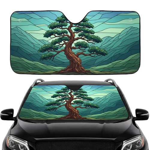 Ancient Pine Tree Mountain Landscape - Road Trip Gift Car Sunshade