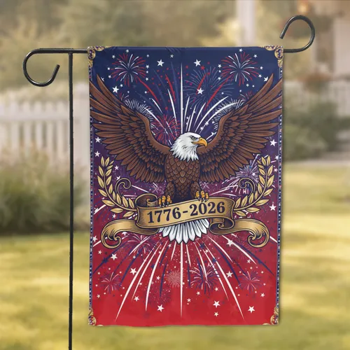 Bald Eagle American Flag 1776-2026 - USA 250th Anniversary Independence Day Garden Flag