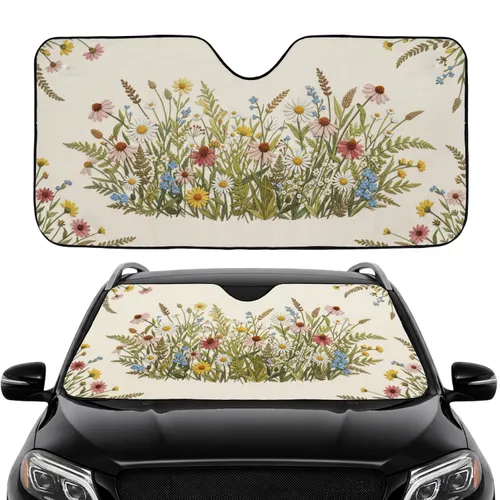 Wildflower Meadow Tapestry Daisies Coneflowers - Car Interior Upgrade Car Sunshade