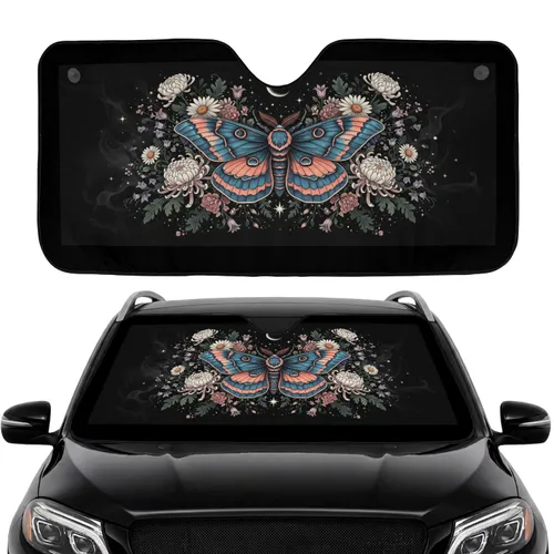 Moth Floral Starry Night - Travel Essentials Car Sunshade