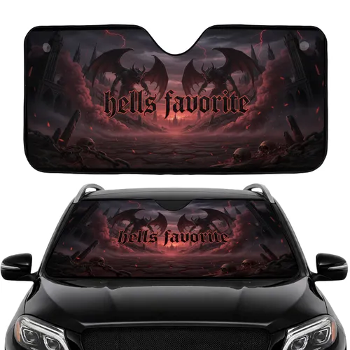 Hells Favorite Gargoyle Skulls Gothic Architecture - Car Interior Upgrade Car Sunshade
