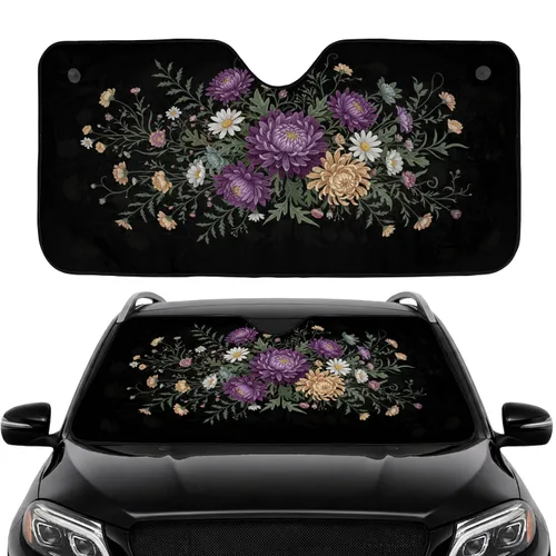 Purple Aster Daisy Wildflower Botanical Car Interior Upgrade Car Sunshade