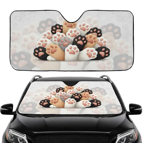 Dense Playful Overlapping Cat Paws Cluster Car Interior Upgrade Cat Lover Gift Car Sunshade
