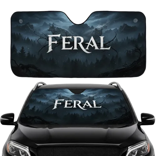 Feral Word Gothic Wolves Forest Dark Fantasy Wilderness - Car Interior Upgrade Car Sunshade