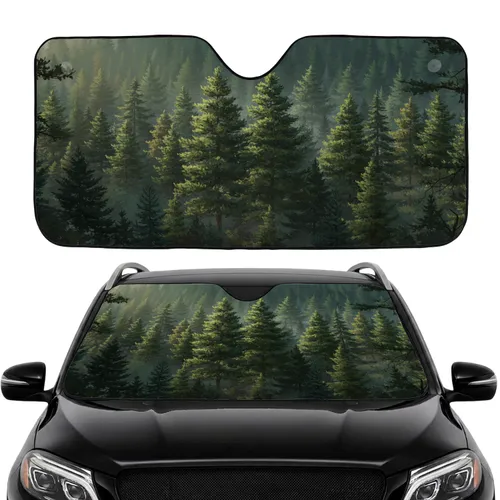 Dense Evergreen Pine Spruce Fir Forest Landscape - Car Interior Upgrade Car Sunshade