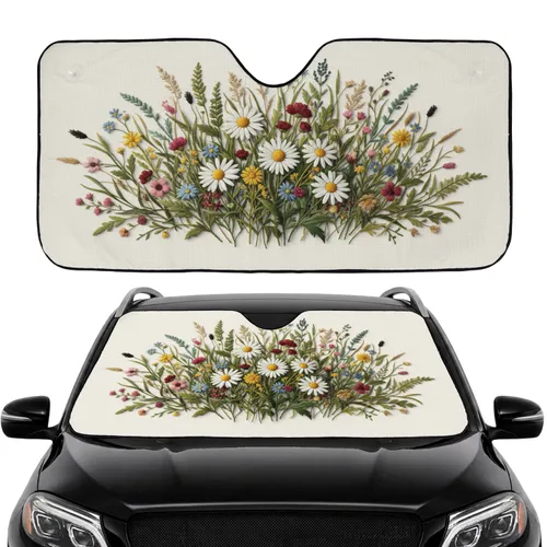 Wildflower Meadow Daisy Blossoms - Car Interior Upgrade Road Trip Gift Car Sunshade