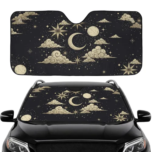 Deep Cosmic Moon Stars Clouds Constellations Night Sky - Car Interior Upgrade Car Sunshade