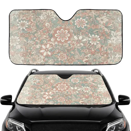 Endless Dense Overflowing Retro Boho Daisy Floral Garden Car Interior Upgrade Car Sunshade