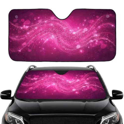 Magenta Fuchsia Shimmering Glitter Swirls - Luminous Car Interior Upgrade Car Sunshade