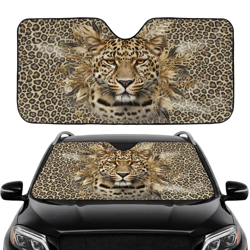 Majestic Leopard Head Leopard Print Car Interior Upgrade Leopard Lover Gift Car Sunshade