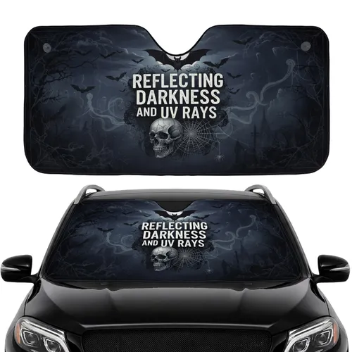 Gothic Bat Skull Spiderweb Twisted Trees - Car Interior Upgrade Car Sunshade