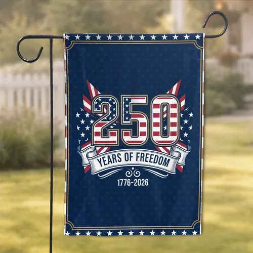 USA 250 Years Freedom Emblem - America 250th Anniversary Patriotic Celebration Garden Flag