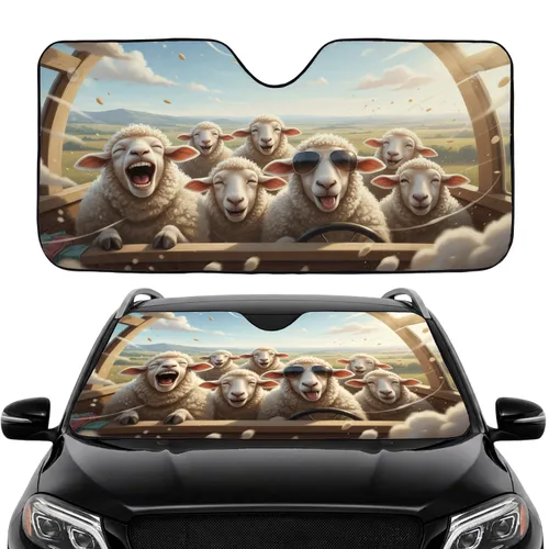 Laughing Sheep Flock Journey - Road Trip Travel Essentials Sheep Lover Gift Car Sunshade