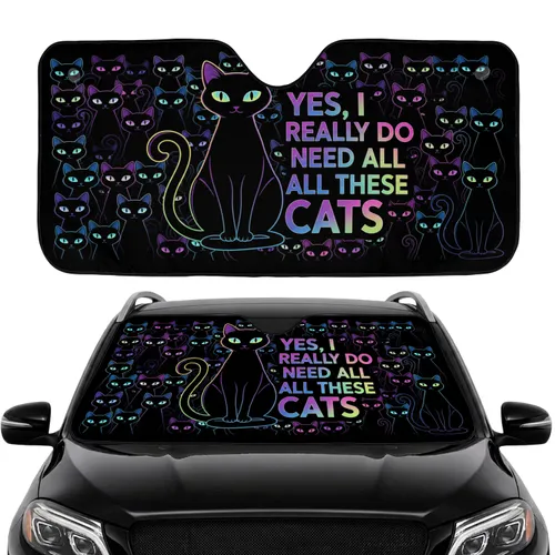 Black Cat Quote Many Cats - Car Interior Upgrade for Cat Lovers Car Sunshade