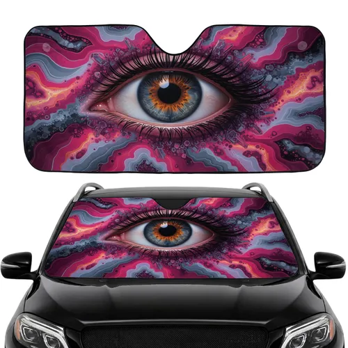Hyper-Realistic Human Eye Agate Geode Organic Layers Crystalline Swirls - Car Interior Upgrade Car Sunshade