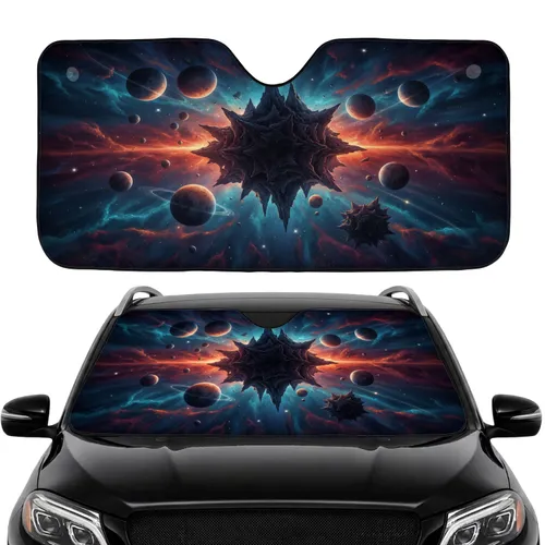 Cosmic Void Floating Island Celestial Planets Moons - Car Interior Upgrade Car Sunshade