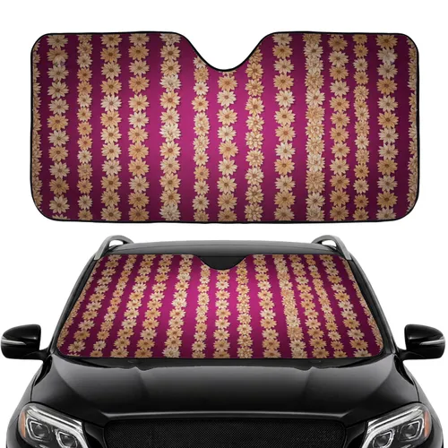 Intricate Densely Packed Tropical Floral Garlands Peach Cream Flowers Leaves - Car Interior Upgrade Car Sunshade