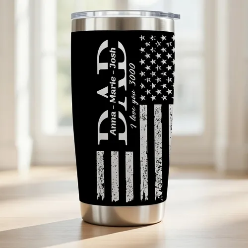 Personalized Father's Day Gift 20oz Tumbler for Dad, Grandpa, Papa, Custom Dad Tumbler With Kids Names, Dad Gift From Daughter, Dad Cup