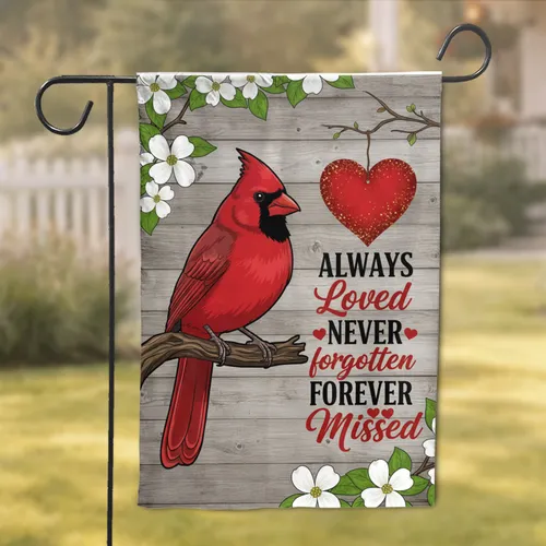 Red Cardinal Dogwood Blossom - Loved Ones Remembrance Home Decor Gift Garden Flag