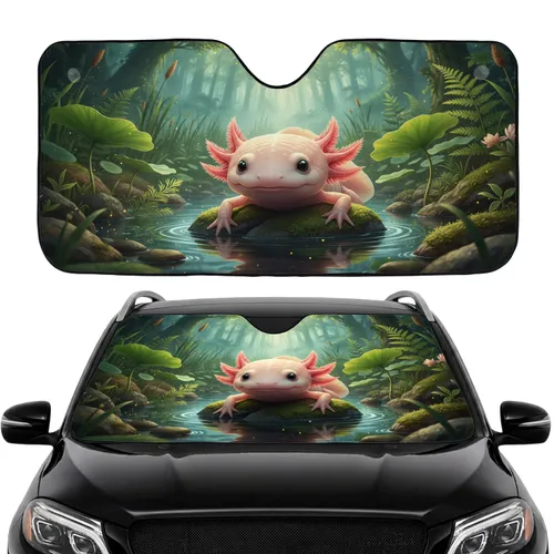 Axolotl 2026 Calendar Lily Pad Wetland - Aquatic Life Travel Essentials for Axolotl Lovers Car Sunshade