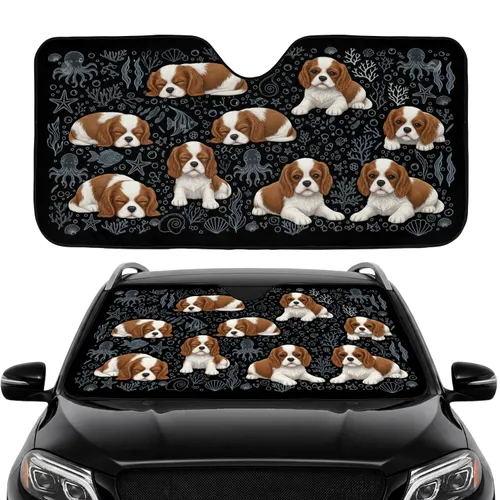 Cavalier King Charles Spaniel Puppies Marine Life Car Interior Upgrade Dog Lover Gift Car Sunshade