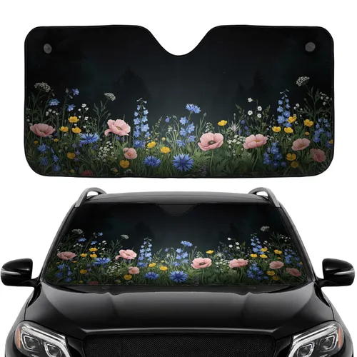 Wild Meadow Botanical Garden Flowers - Car Interior Upgrade Car Sunshade