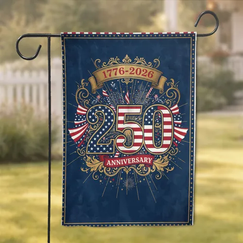 American Flag 250 Emblem 1776-2026 - USA 250th Anniversary Independence Day Gift for Veterans Garden Flag