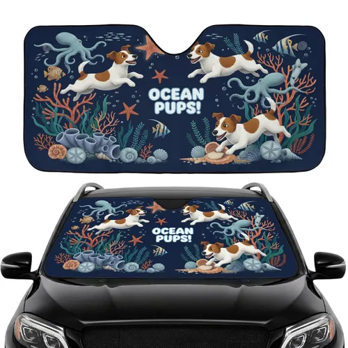 Jack Russell Terriers Marine Life Ocean - Car Interior Upgrade for Dog Lovers Car Sunshade