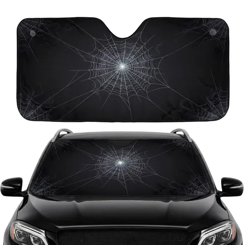Shimmering Spiderweb Nocturnal Scene Commute Accessory Spider Lover Gift Car Sunshade