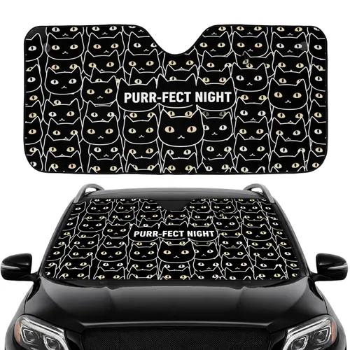 Black Cat Faces Cosmic Night - Car Interior Upgrade for Cat Lovers Car Sunshade
