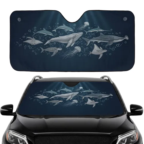 Humpback Whale Orca Marine Life - Car Interior Upgrade Ocean Lover Gift Car Sunshade