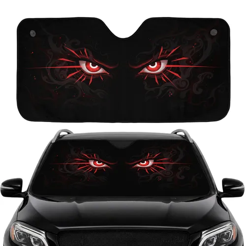 Intensely Glowing Red Eyes Swirling Smoke Cosmic Darkness - Car Interior Upgrade Car Sunshade
