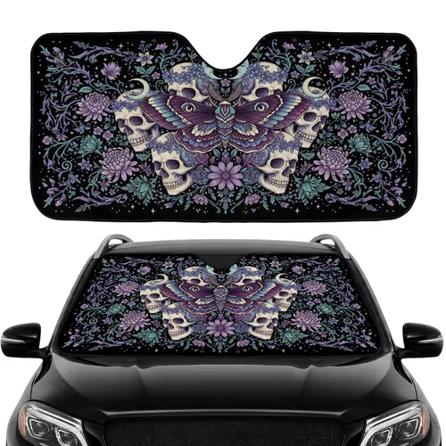 Death's-head Hawkmoth Skull Thistle Moon - Car Interior Upgrade Road Trip Gift Car Sunshade