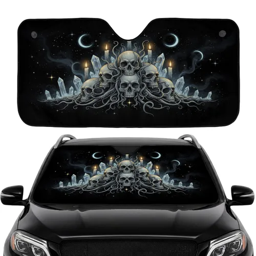 Weathered Skulls Crystalline Clusters Moons Candles Ethereal Wisps - Road Trip Car Upgrade Car Sunshade