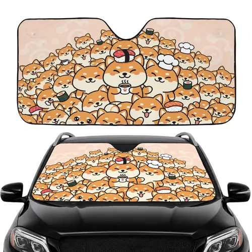 Stacked Shiba Inus Sushi Coffee Road Trip Gift for Shiba Inu Lover Car Sunshade