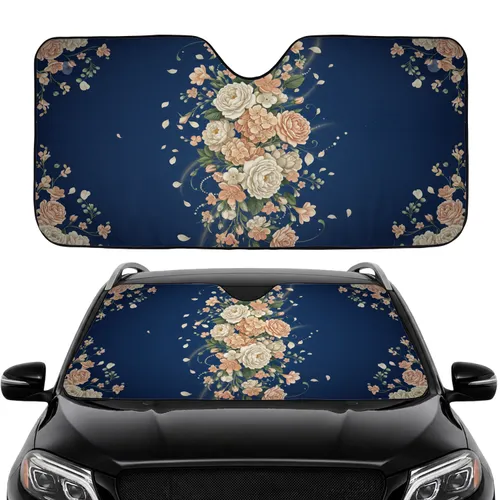 Botanical Garlands Peach Cream Blossoms - Car Interior Upgrade Car Sunshade