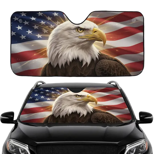 Bald Eagle American Flag Stars Stripes - Travel Essentials Car Interior Upgrade Car Sunshade